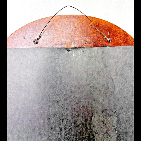 Vintage Wood Mirror Rectangle Arched Crewel Inset Floral Flowers Cottage Farm - Picture 6 of 9